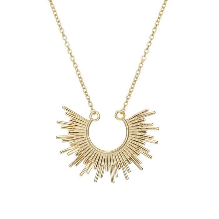 Custom silver jewellery gold plated half sun pendant necklace 